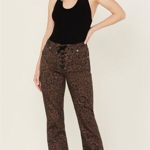 Wrangler X Fender Women's Leopard Print Lace-Up Denim Jeans